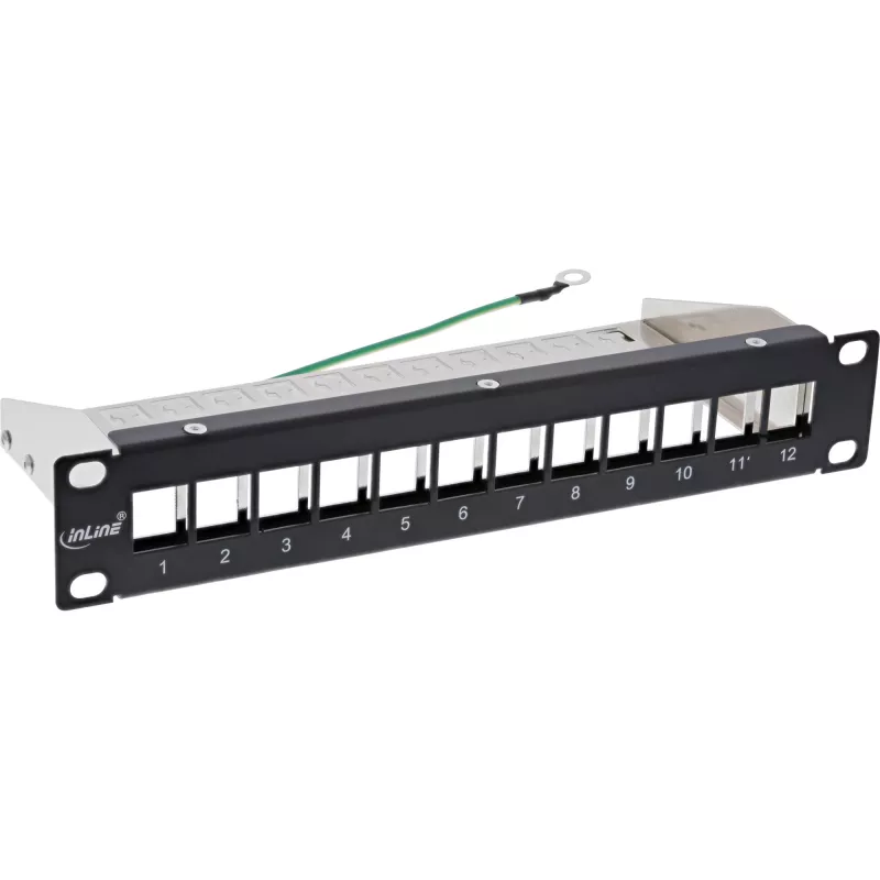 InLine 10 Zoll Patchpanel Leergehäuse 12-fach, für Keystone-Module, 1U schwarz