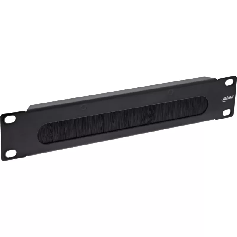 InLine 10 Zoll Kabeldurchführungsblende mit Bürste, 1HE, RAL 9005 schwarz