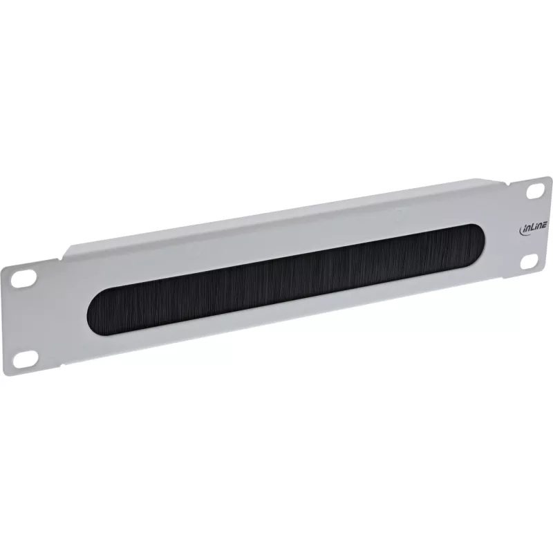 InLine 10 Zoll Kabeldurchführungsplatte mit Bürste, 1U, RAL 7035 grau