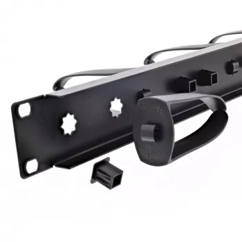 InLine 19-Zoll-Kabelmanagementpanel, 9 Kunststoffhalterungen abnehmbar, RAL9005 schwarz