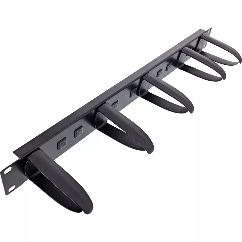 InLine 19-Zoll-Kabelmanagement-Panel, 5 Kunststoffhalterungen abnehmbar, RAL 9005 schwarz