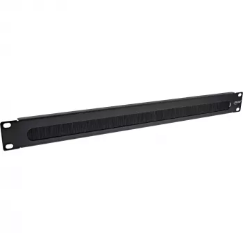InLine 19 Zoll Kabeleinführplatte mit Bürste, 1HE, RAL 9005 schwarz