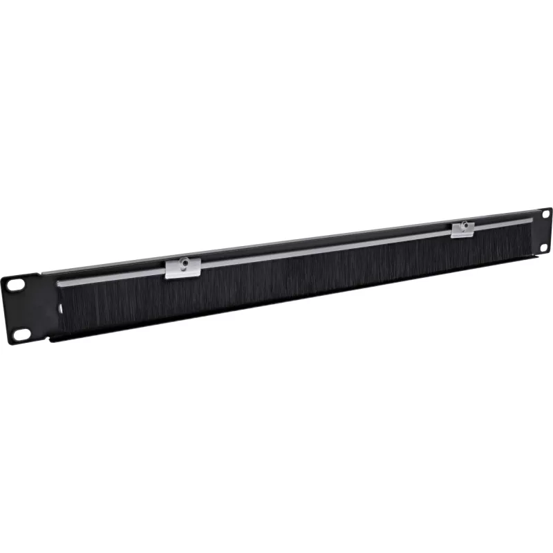 InLine 19 Zoll Kabeleinführplatte mit Bürste, 1HE, RAL 9005 schwarz