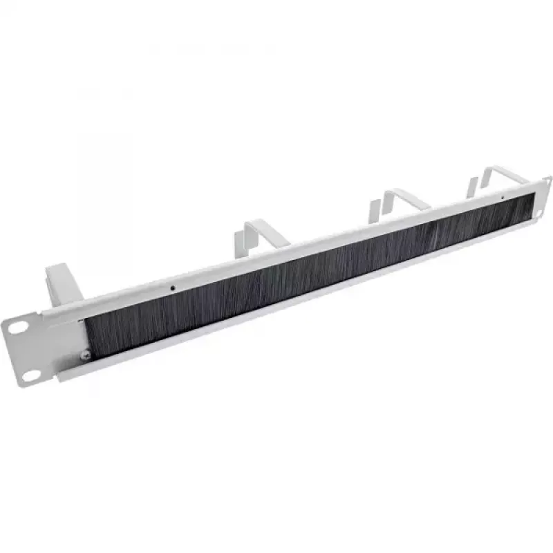 InLine 19 Zoll Kabeleinführplatten mit Bürsteneinsatz und 4 Halterungen, 1U, RAL 7035