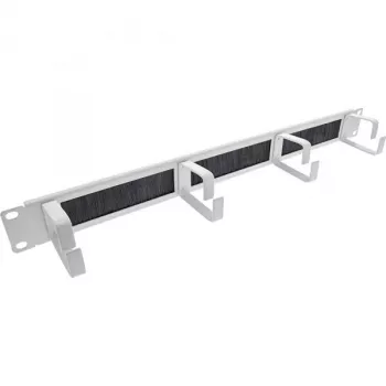 InLine 19 Zoll Kabeleinführplatten mit Bürsteneinsatz und 4 Halterungen, 1U, RAL 7035