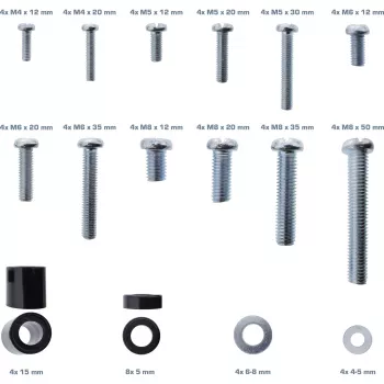 InLine Schraubenset 68-teilig für TV-Wandhalterung, Montageset, Wand, Zink, 68 Stk., 100 mm, 150 mm
