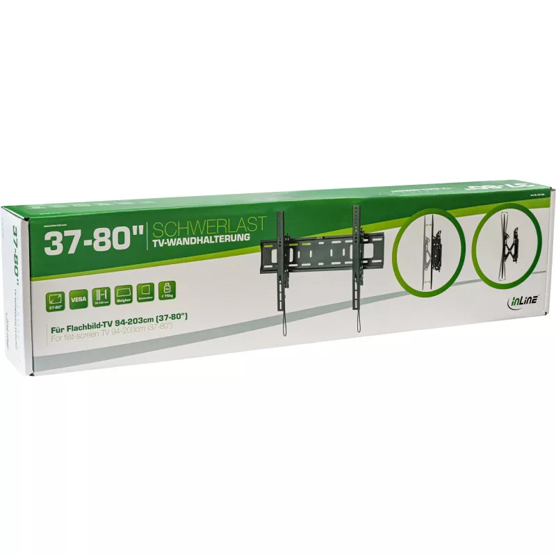 InLine Hochleistungs-Wandhalterung, neigbar, für Flachbildfernseher (37-80 Zoll), max. 75kg
