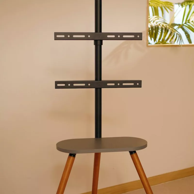 TV-Standfuß InLine 23133W für 43–65 Zoll Bildschirme mit Ablage, freistehender Träger