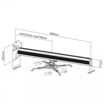 Wandhalterung für Projektor InLine 23139A max. 16 kg