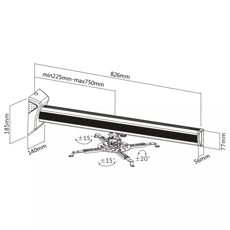 Wandhalterung für Projektor InLine 23139A max. 16 kg
