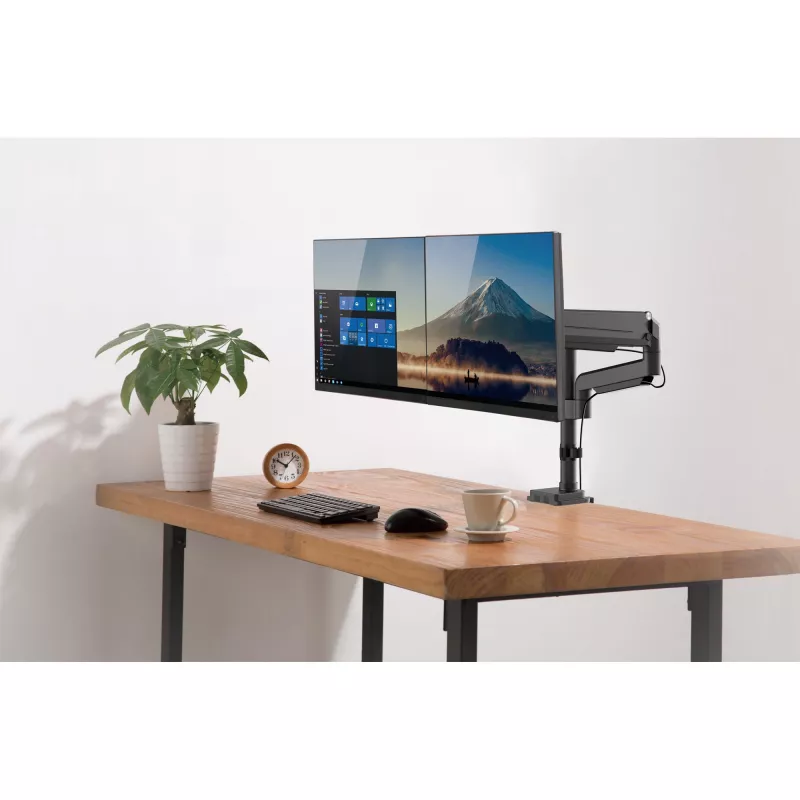 InLine Tischhalterung mit Lift für zwei Monitore bis 82 cm (32 Zoll), 9 kg