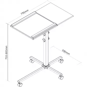 InLine Trolley für Notebook und Projektor, Höhe 70–90 cm
