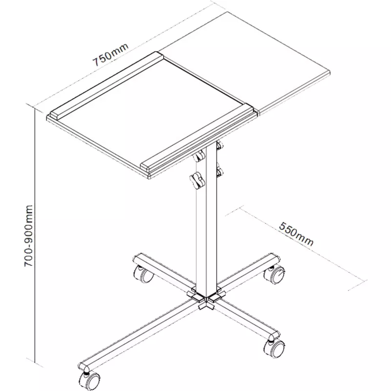 InLine Trolley für Notebook und Projektor, Höhe 70–90 cm