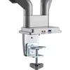 InLine Tischhalterung mit Lift und USB/Audio, 2 Monitore bis 81cm (32 Zoll) 9kg, Silber