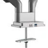 InLine Tischhalterung mit Lift und USB/Audio, 2 Monitore bis 81cm (32 Zoll) 9kg, Silber