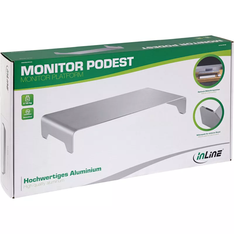 InLine Monitor Platform Aluminium 63mm max. 10kg Freistehend Silber 23175A