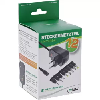 InLine Universal-Netzteil 12W, 110-240V auf 3-12V, max. 1200mA