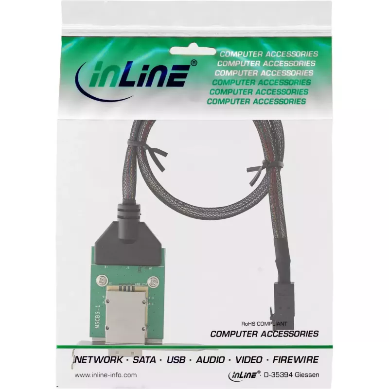 InLine SAS HD Low-Profile-Adapterhalterung ext. SFF-8088 / int. SFF-8643 0,75 m