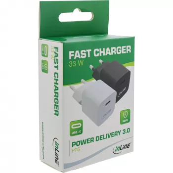 InLine USB-Ladegerät Single USB-C, Power Delivery, PPS, 33W, schwarz