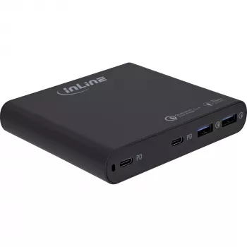 InLine USB-Netzteil, GaN-Ladegerät, 4-Port, 2x USB-C + 2x USB-A, 120W, weiß