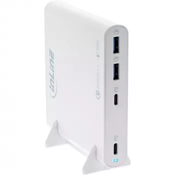 InLine USB-Netzteil, GaN-Ladegerät, 4-fach, 2x USB-C + 2x USB-A, 120W, weiß