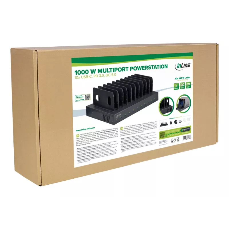 InLine 31516B mobiles Geräteladegerät Universal Schwarz AC Schnellladung Innenbereich