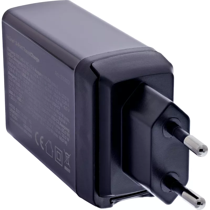 InLine 31516D mobiles Ladegerät Universal Schwarz AC Schnellladung Innenbereich