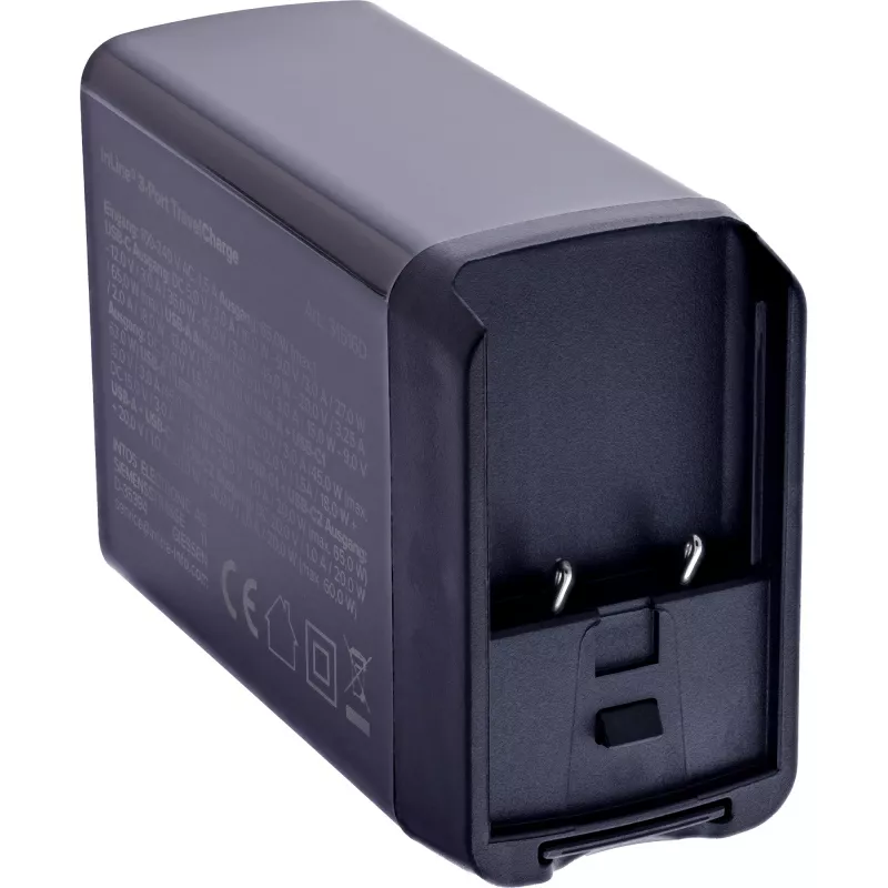 InLine 31516D mobiles Ladegerät Universal Schwarz AC Schnellladung Innenbereich