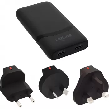 USB-Netzteil Ladegerät InLine 31519B Dual USB-C 65W Netzadapter mit zwei USB-C-Anschlüssen