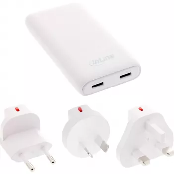 USB-Netzteil InLine 31519C Dual USB-C 65W – Dual-USB-C-Anschlüsse, 65 W Gesamtleistung