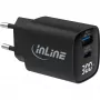 InLine USB PD Netzteil, GaN-Ladegerät, 2 Ports, USB-C + USB-A, 30W, mit Display