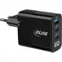 InLine USB PD Netzteil, GaN-Ladegerät, 3-fach, USB-C + USB-A, 65 W, mit Display