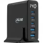 InLine USB PD Netzteil, GaN-Ladegerät, 5-Port, USB-C + USB-A, 140W, mit Anzeige
