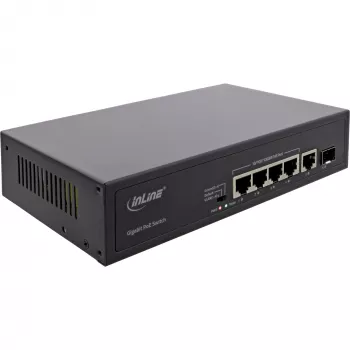 Unmanaged Switch InLine PoE+ Gigabit Network Switch 5 Port 4x PoE+ 1xSFP 1Gb/s desktop