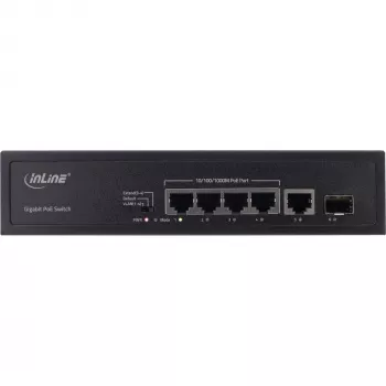 Unmanaged Switch InLine PoE+ Gigabit Network Switch 5 Port 4x PoE+ 1xSFP 1Gb/s desktop