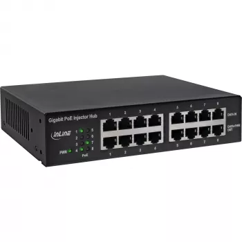 InLine PoE+ Gigabit Netzwerk-Injektor-Hub 8 Port (8x PoE+), 1 Gbit/s, 19 Zoll 1U