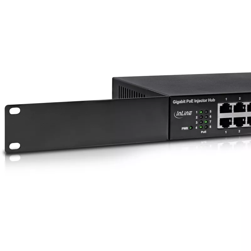 InLine PoE+ Gigabit Netzwerk-Injektor-Hub 8 Port (8x PoE+), 1 Gbit/s, 19 Zoll 1U