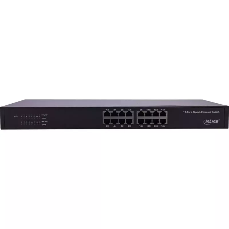 InLine Gigabit Netzwerk-Switch 16-Port, 1Gb/s, 19 Zoll 1U, lüfterlos