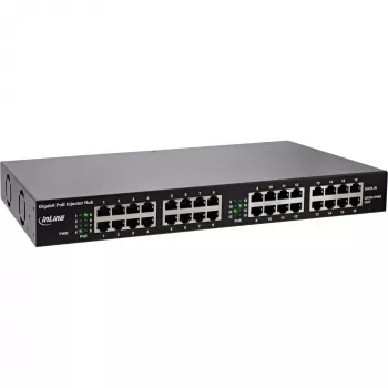 InLine PoE+ Gigabit Injector Hub 16 Port PoE+, 19 Zoll 1U, Halterungen enthalten, 2 Lüfter