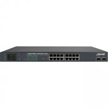InLine PoE+ Gigabit Netzwerk-Switch 24 Port, 1 Gb/s, 2xSFP, 19 Zoll 1HE (inkl. Halterungen)