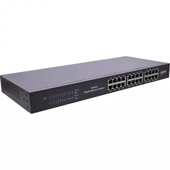 InLine Gigabit Netzwerk-Switch 24-Port, 1 Gb/s, 48,26 cm (19 Zoll), 1U, Metall, lüfterlos