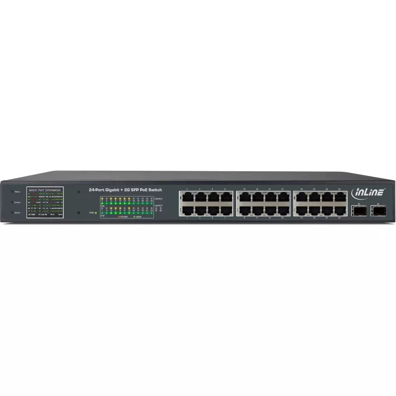 InLine PoE+ Gigabit Netzwerk-Switch 24 Port,1 Gb/s, 2xSFP,19 Zoll 1U (inkl. Halterungen)