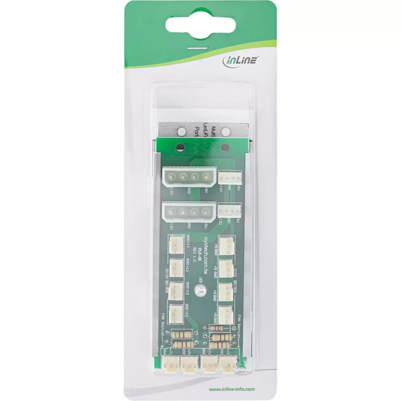 InLine Multi Port Panel 2x Molex 4 Pin auf 12 x 3 Pin Lüfteranschluss für 12 Lüfter