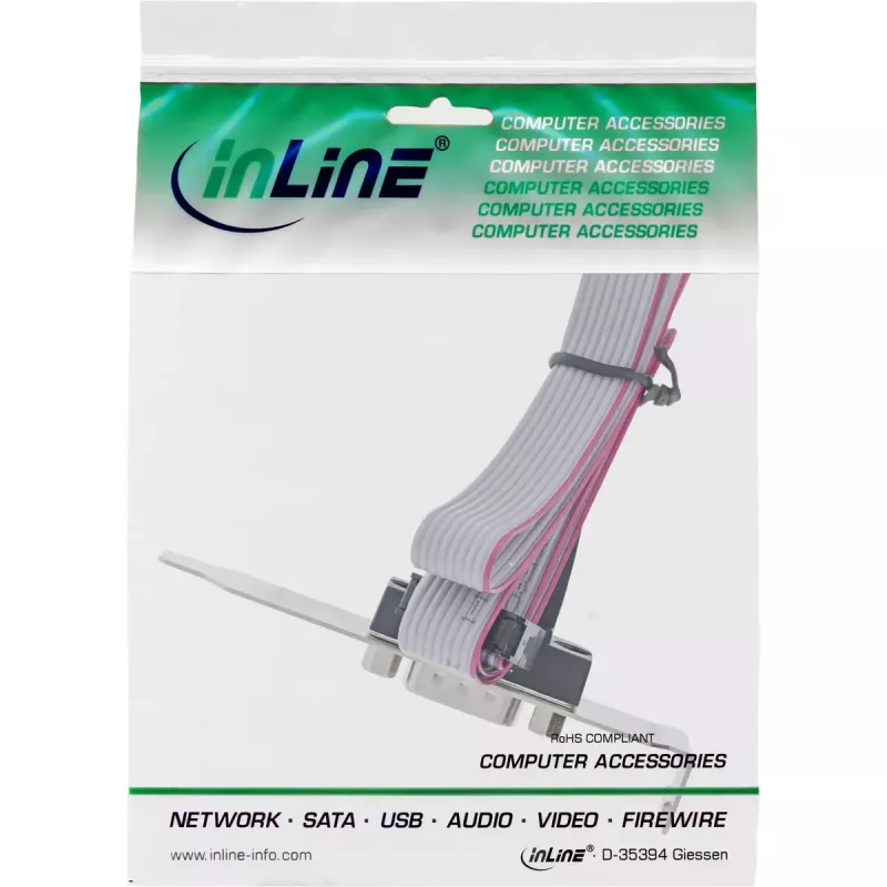 InLine Slotblende DB9 Stecker auf 10‑Pin internen Header direkt 1:1 0,6 m