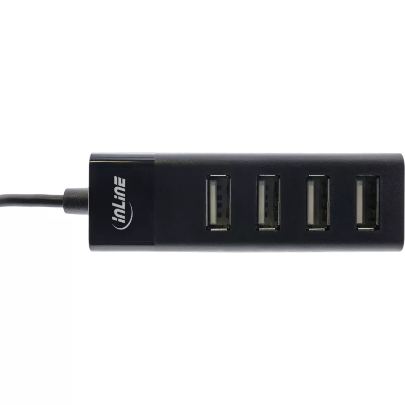InLine USB 2.0 4-Port Hub, Typ-A-Stecker auf 4x Typ-A-Buchse, schwarz, 30 cm, schlank