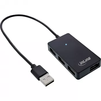 InLine USB 2.0 4-Port Hub, Typ-A-Stecker auf 4x Typ-A-Buchse, schwarz, 30 cm