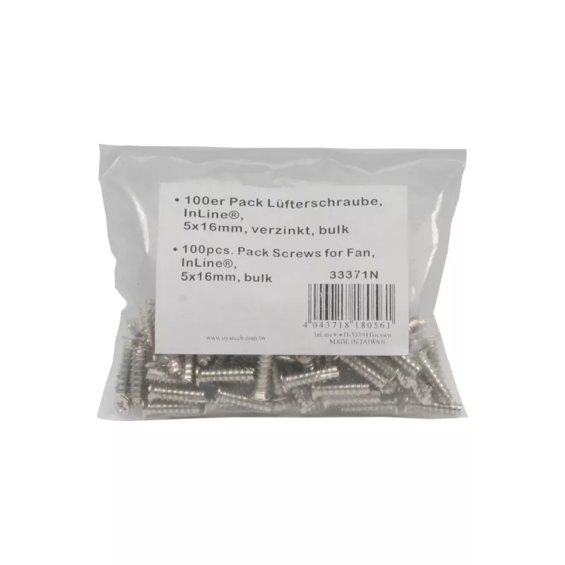 InLine Lüfterschrauben 5x16mm silber 100 Stück Packung