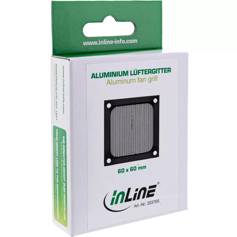 InLine Lüftergitter Aluminiumfilter, schwarz, 60x60mm