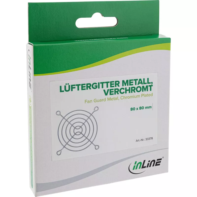 InLine Lüftergitter Metall verchromt, 80x80 mm