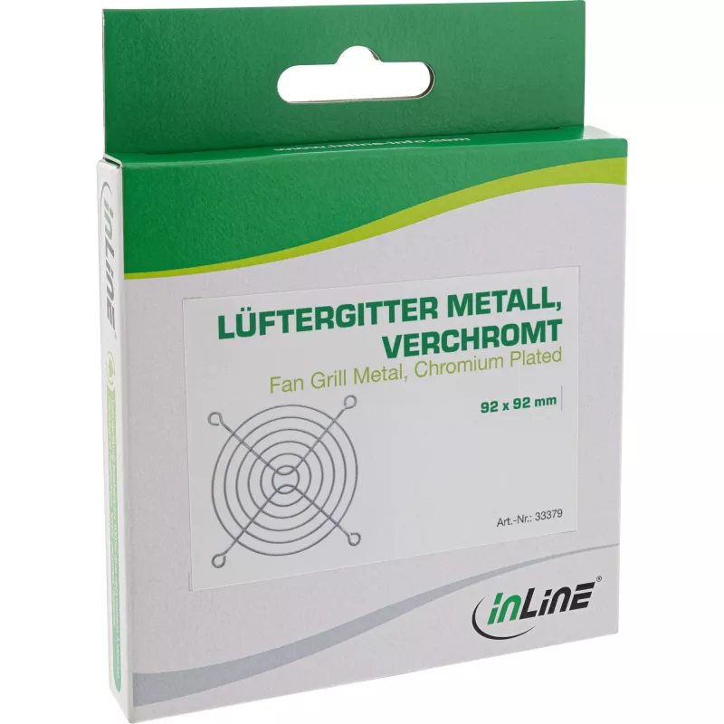 InLine Lüfterschutzgitter Metall verchromt, 92x92mm